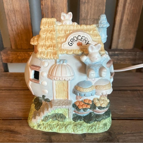 Other - Vintage - Easter Light Up Bunny House - Grocery Store - Hand Painted Porcelain